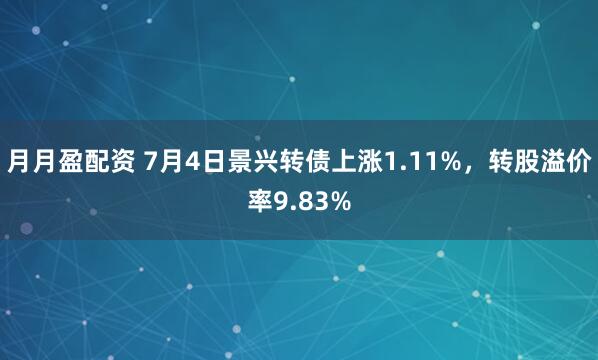 月月盈配资 7月4日景兴转债上涨1.11%，转股溢价率9.83%