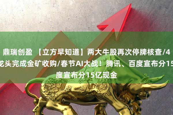 鼎瑞创盈 【立方早知道】两大牛股再次停牌核查/4800亿龙头完成金矿收购/春节AI大战！腾讯、百度宣布分15亿现金